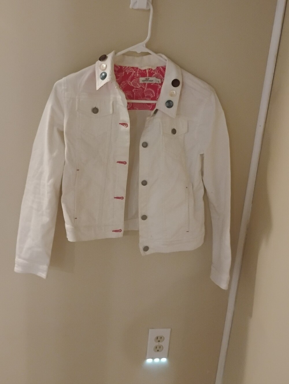 Vineyard Vines Girls Mismatched Button Accent Buttoned Denim Jacket Sz L 14